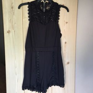 Black satin and lace romper!